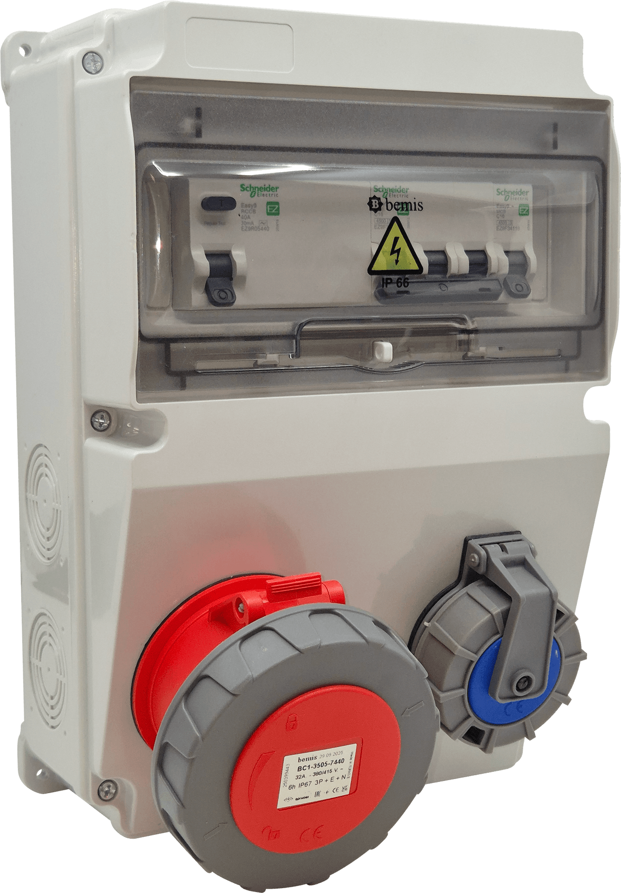 IP66 Kombinasyon · 1× Trifaze 32A + 1× Schuko 16A