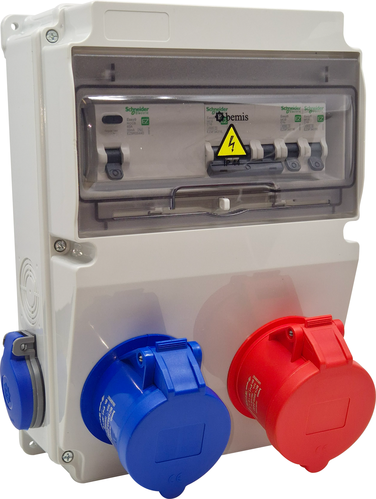 IP44 Kombinasyon · 1× Trifaze 32A + 1× Monofaze 32A + 1× Schuko 16A